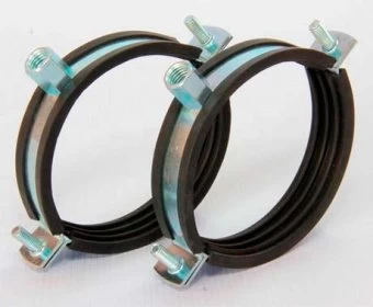 Хомут стальной с резиновой прокладкой 3" (87-90 мм) с гайкой М10