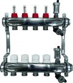 Коллекторная группа с раходомерами и запорно-регулирующими клапанами на 6 выходов Aqualink 1"x3/4"