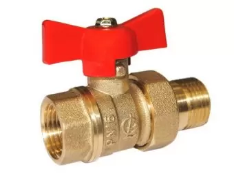 Кран шаровый латунь 1/2" американка ВР/НР бабочка Галлоп