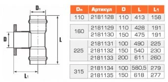 Тройник напорный с НПВХ фланцем 225x100