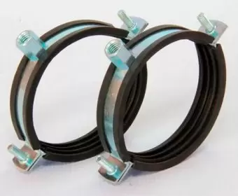 Хомут стальной с резиновой прокладкой 1" (32-36 мм) с гайкой М8